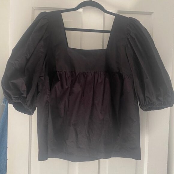HORSES Black Puff Sleeve Blouse - Picture 1 of 2